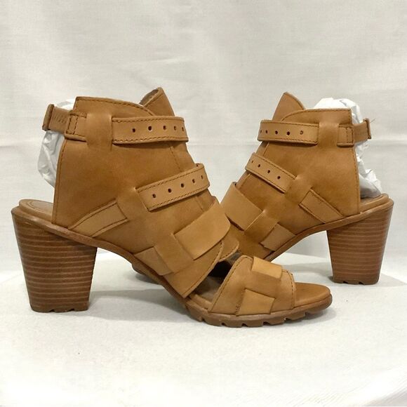 Sorel Nadia Buckle Bootie Sandals in Camel Sz 7.5 M Leather Strappy Open Toe - Picture 6 of 11